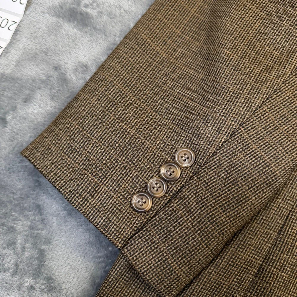 Lauren Ralph Lauren Sport Coat Mens 48 Regular Brown Wool Micro Check Blazer